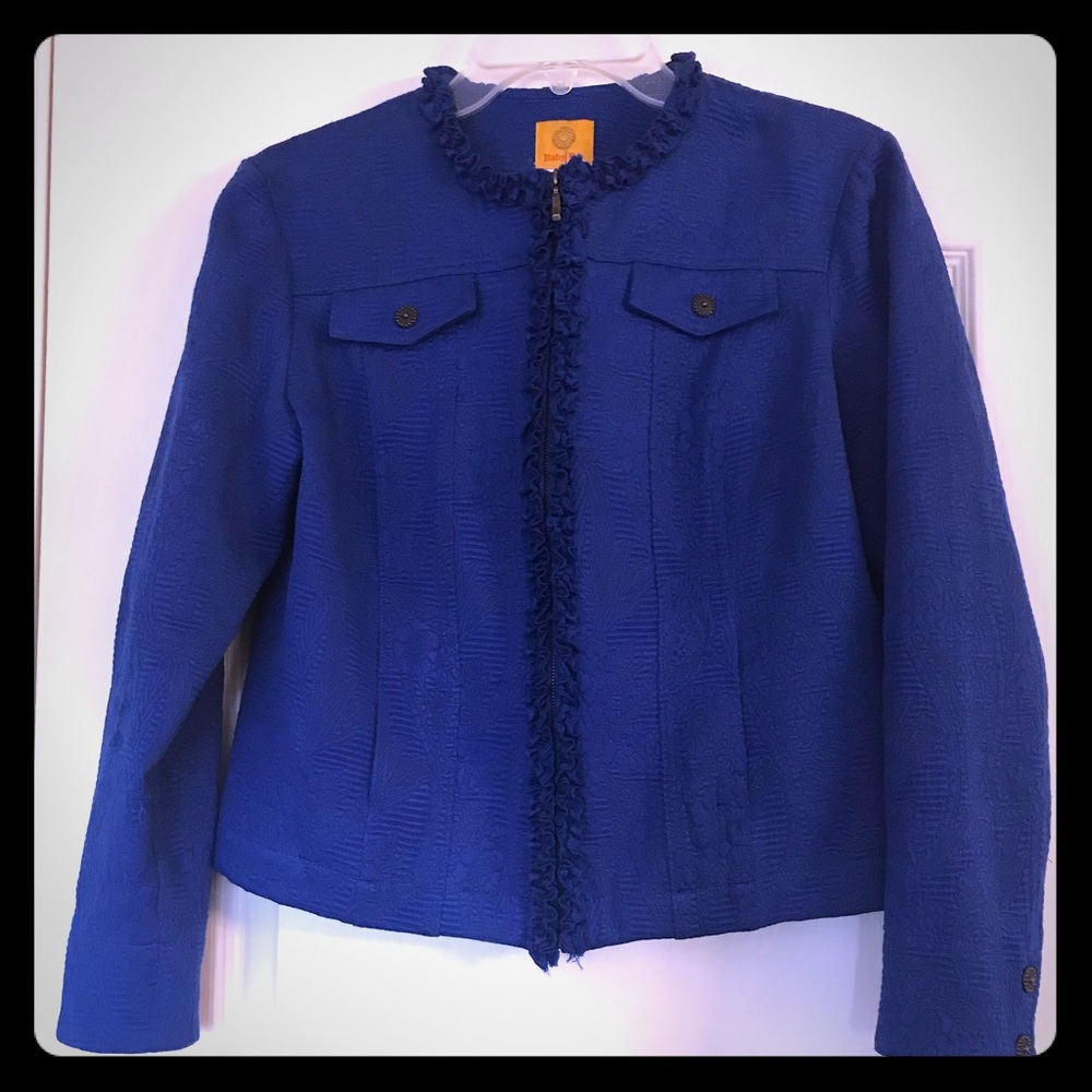 Ruby Rd Ruffled Brocade Cotton Blended Jacket 8
